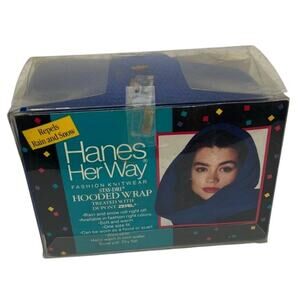 Vtg Hanes Her Way Stay Dri Hooded Wrap Blue- NIP!